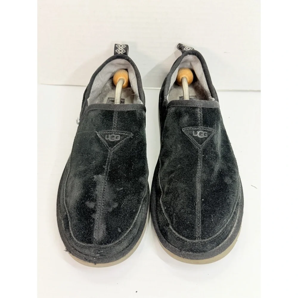 UGG Romeo Black Suede Sheepskin Slip‎ On Slippers Men's Size 12 1113455